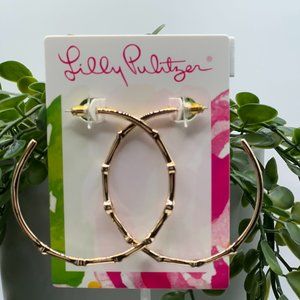 Lilly Pulitzer NWT Gold-Tone & Rhinestone Hoop Pierced Earrings